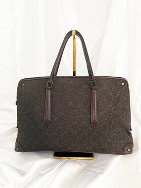 GUCCI  Vintage GG Monogram Canvas Tote Briefcase Top Handle Bag